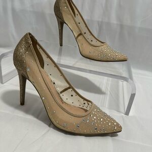 Tevolio gold rhinestone heels size 10 never worn